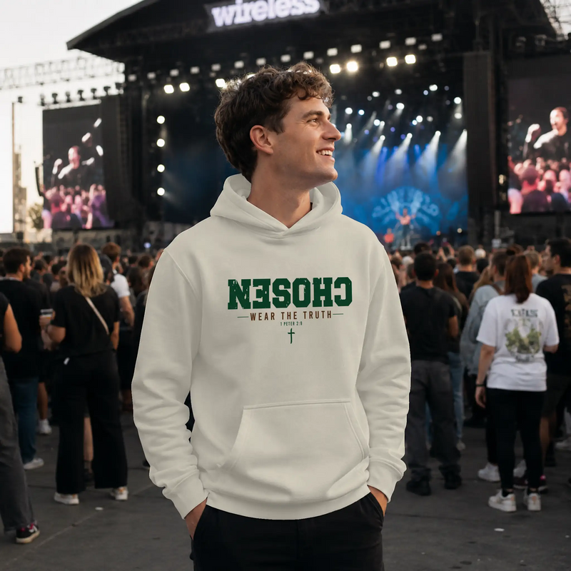 CHOSEN Christian hoodie with minimalist graphic design